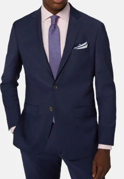 Abito Blu Gessato In Lana Elasticizzata E Nylon