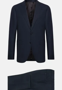 Abito Blu Micro Strutturato In Lana Super 130