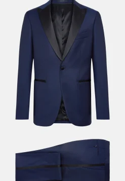 Abito Da Smoking Navy Blu In Lana Elasticizzata
