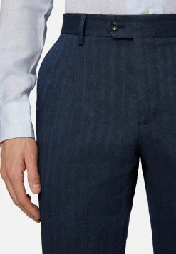 Abito Doppio Petto Navy In Lino Cotone