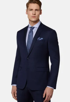 Abito Navy Blu Diagonale In Lana Elasticizzata