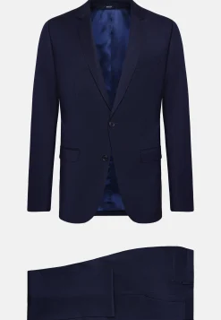 Abito Navy Blu Diagonale In Lana Elasticizzata