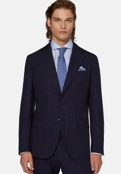 Abito Navy Blu Finestrato In Pura Lana