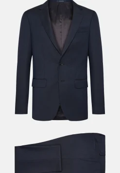 Abito Navy Blu Gessato In Lana