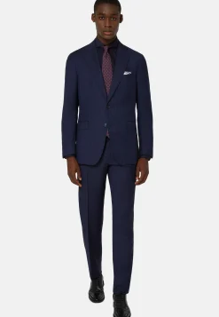 Abito Navy Blu Gessato In Lana Super 130
