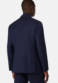 Abito Navy Blu Gessato In Lana Super 130
