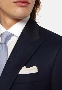 Abito Navy Blue Micro Fantasia Pura In Lana