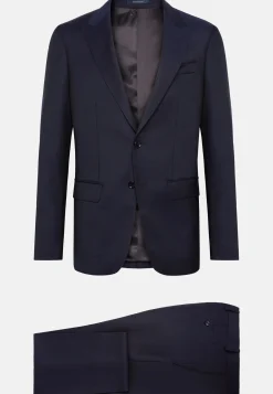 Abito Navy Blue Micro Fantasia Pura In Lana