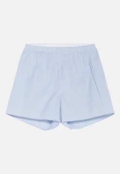 Boxer In Cotone A Righe Azzurre