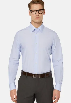 Camicia A Righe Azzurre In Cotone Regular Fit