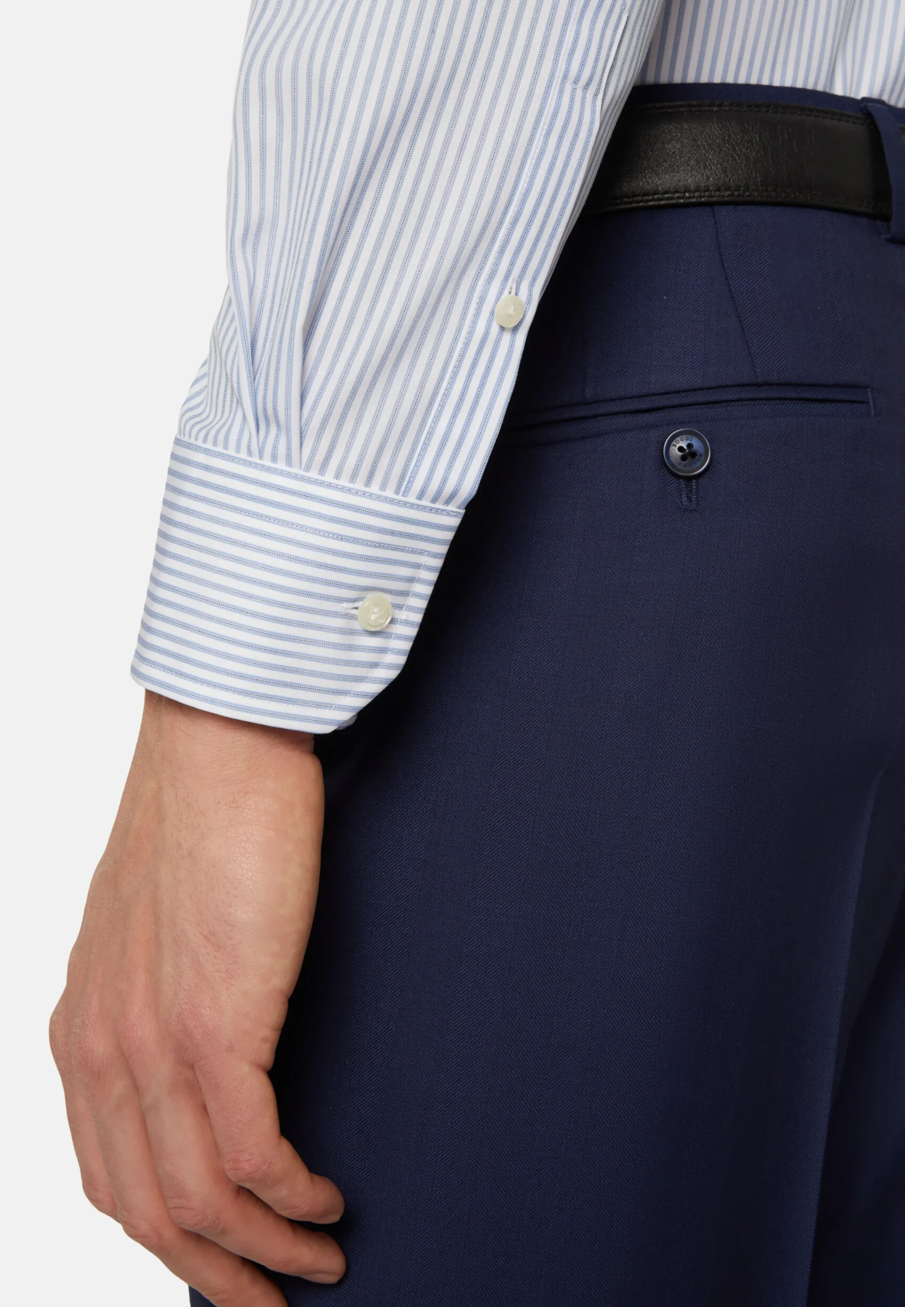 Camicia A Righe Azzurre In Cotone Slim Fit