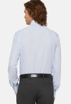 Camicia A Righe Azzurre In Cotone Regular Fit