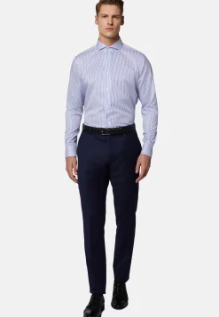 Camicia A Righe Rosa In Twill Di Cotone Slim