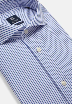 Camicia A Righe Rosa In Twill Di Cotone Slim