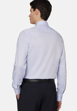 Camicia Azzurra In Cotone Dobby Slim Fit