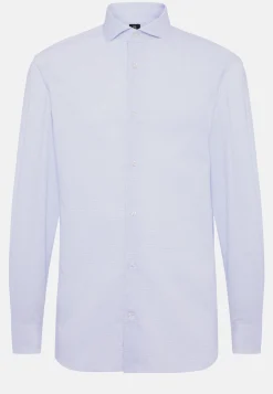 Camicia Azzurra In Cotone Dobby Slim Fit