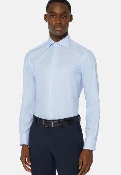 Camicia Azzurra In Cotone Dobby Slim Fit
