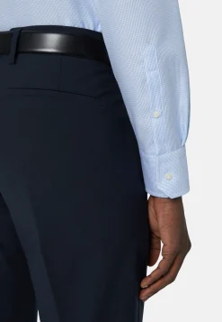Camicia Azzurra In Cotone Dobby Slim Fit