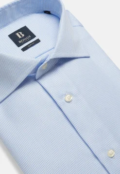 Camicia Azzurra In Cotone Dobby Slim Fit