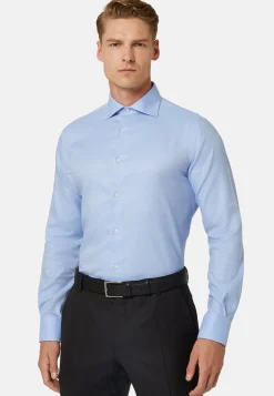 Camicia Azzurra In Cotone Dobby Regular Fit