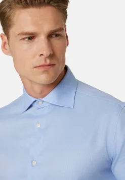 Camicia Azzurra In Cotone Dobby Regular Fit