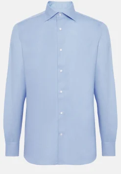 Camicia Azzurra In Cotone Dobby Regular Fit