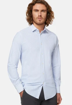 Camicia Azzurra In Nylon Elasticizzato Slim Fit