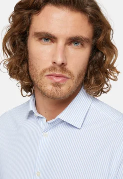 Camicia Azzurra In Nylon Elasticizzato Slim Fit