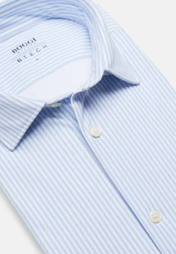 Camicia Azzurra In Nylon Elasticizzato Slim Fit