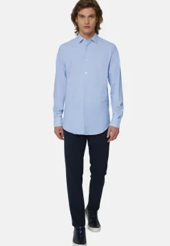 Camicia Azzurra In Nylon Elasticizzato Slim Fit
