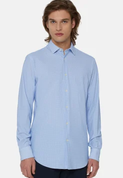 Camicia Azzurra In Nylon Elasticizzato Slim Fit