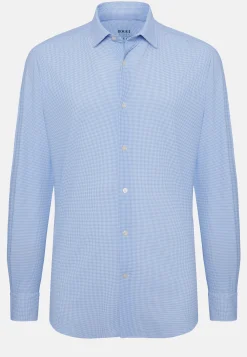 Camicia Azzurra In Nylon Elasticizzato Slim Fit