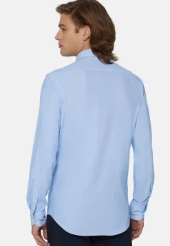 Camicia Azzurra In Nylon Elasticizzato Slim Fit