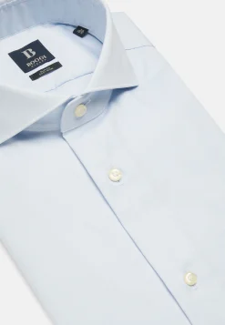 Camicia Azzurra In Pin Point Di Cotone Slim Fit