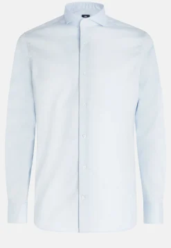 Camicia Azzurra In Pin Point Di Cotone Slim Fit