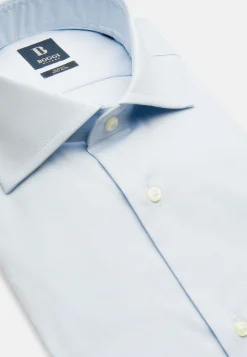 Camicia Azzurra In Pin Point Di Cotone Slim Fit