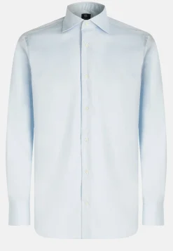 Camicia Azzurra In Pin Point Di Cotone Slim Fit