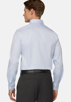 Camicia Azzurra In Pin Point Di Cotone Regular Fit