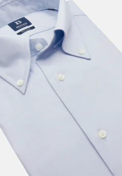 Camicia Azzurra In Pin Point Di Cotone Regular Fit