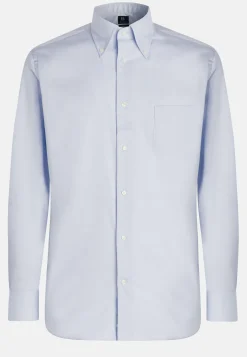 Camicia Azzurra In Pin Point Di Cotone Regular Fit