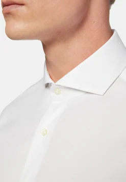 Camicia Azzurra In Pin Point Di Cotone Slim Fit