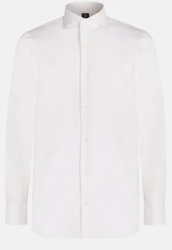 Camicia Azzurra In Pin Point Di Cotone Slim Fit