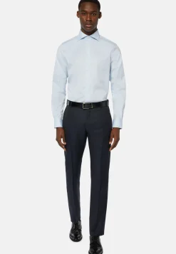 Camicia Azzurra In Pin Point Di Cotone Regular Fit