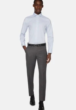 Camicia Azzurra In Pin Point Di Cotone Regular Fit