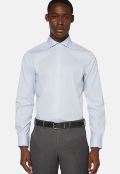 Camicia Azzurra In Pin Point Di Cotone Regular Fit
