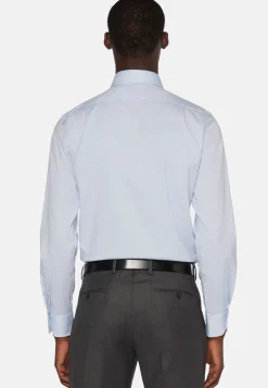 Camicia Azzurra In Pin Point Di Cotone Regular Fit