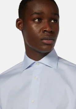 Camicia Azzurra In Pin Point Di Cotone Regular Fit