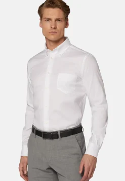 Camicia Azzurra In Pin Point Di Cotone Regular Fit