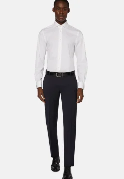 Camicia Azzurra In Pin Point Di Cotone Slim Fit