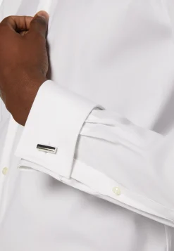 Camicia Azzurra In Pin Point Di Cotone Slim Fit